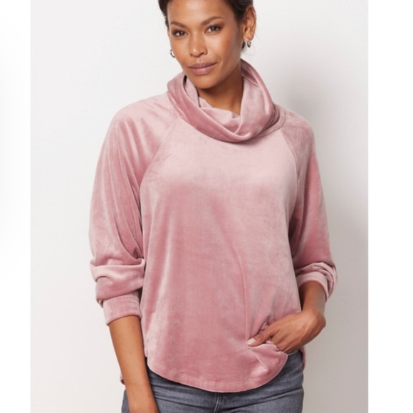 Evereve Milo Cozy Funnel Pullover Pink Large - Picture 1 of 8